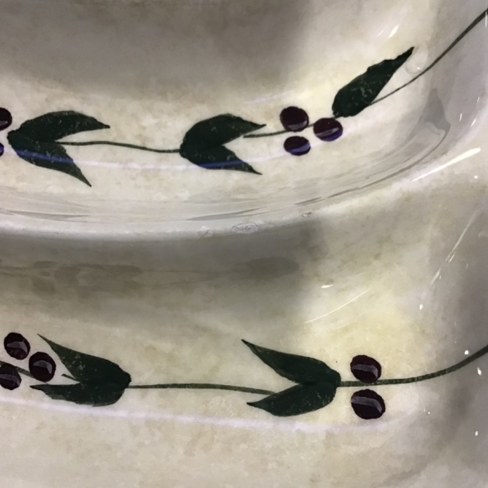 Vintage Oneida Oliveto Olive Hand Painted Three Sections Platter Tray 7 1/4‎ - Picture 4 of 5